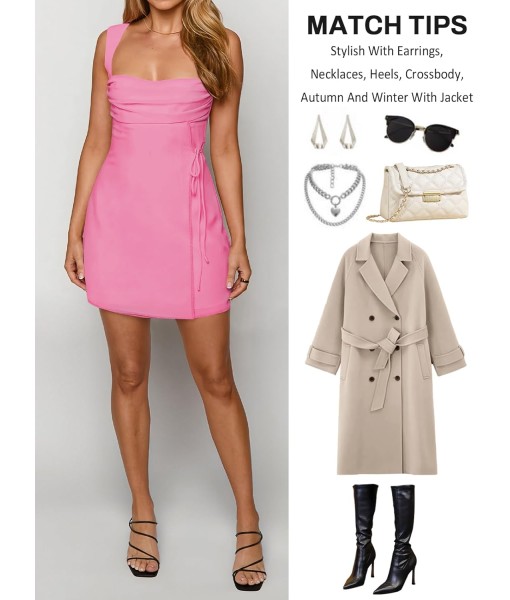 Women's Sexy Ruched Mesh Midi Short Dresses for Women Square Neck Fitted Elegant Club Party Cocktail Dress