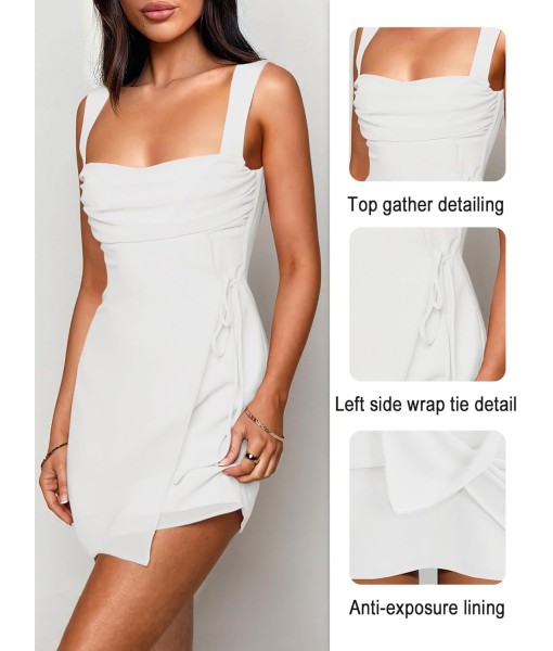 Women's Sexy Ruched Mesh Midi Short Dresses for Women Square Neck Fitted Elegant Club Party Cocktail Dress