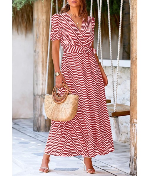 PRETTYGARDEN Women's Summer Maxi Dress Casual Wrap Floral Boho Short Sleeve V Neck Split Ruffle Beach Long Dresses