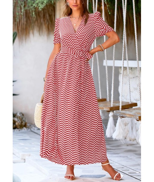 PRETTYGARDEN Women's Summer Maxi Dress Casual Wrap Floral Boho Short Sleeve V Neck Split Ruffle Beach Long Dresses