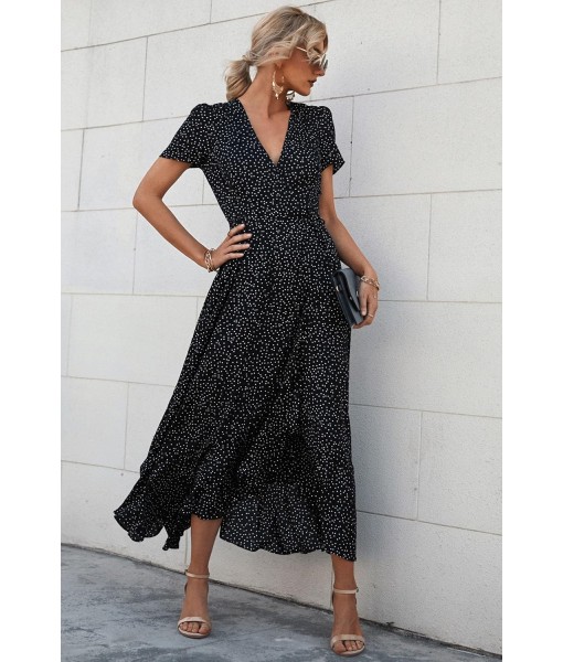 PRETTYGARDEN Women's Summer Maxi Dress Casual Wrap Floral Boho Short Sleeve V Neck Split Ruffle Beach Long Dresses