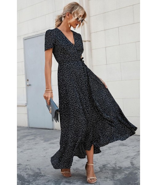 PRETTYGARDEN Women's Summer Maxi Dress Casual Wrap Floral Boho Short Sleeve V Neck Split Ruffle Beach Long Dresses