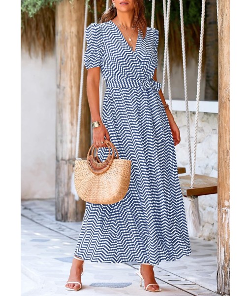 PRETTYGARDEN Women's Summer Maxi Dress Casual Wrap Floral Boho Short Sleeve V Neck Split Ruffle Beach Long Dresses