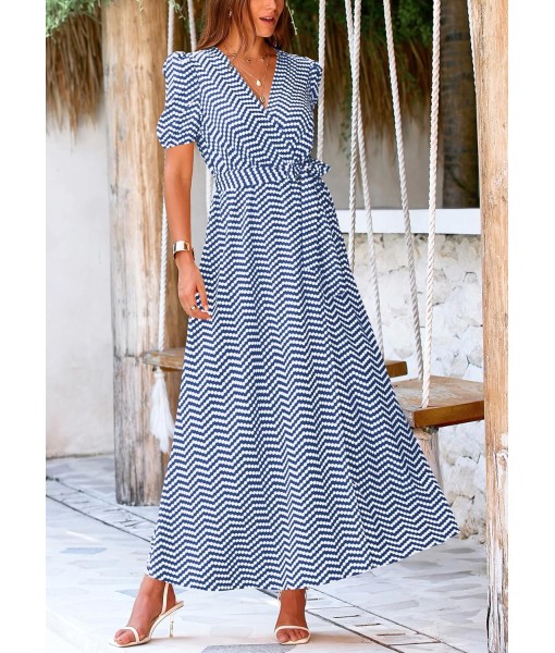 PRETTYGARDEN Women's Summer Maxi Dress Casual Wrap Floral Boho Short Sleeve V Neck Split Ruffle Beach Long Dresses