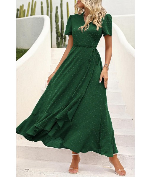 PRETTYGARDEN Women's Summer Maxi Dress Casual Wrap Floral Boho Short Sleeve V Neck Split Ruffle Beach Long Dresses