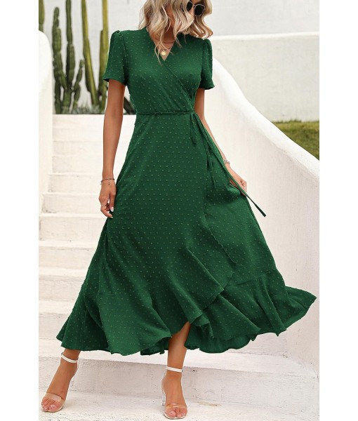 PRETTYGARDEN Women's Summer Maxi Dress Casual Wrap Floral Boho Short Sleeve V Neck Split Ruffle Beach Long Dresses