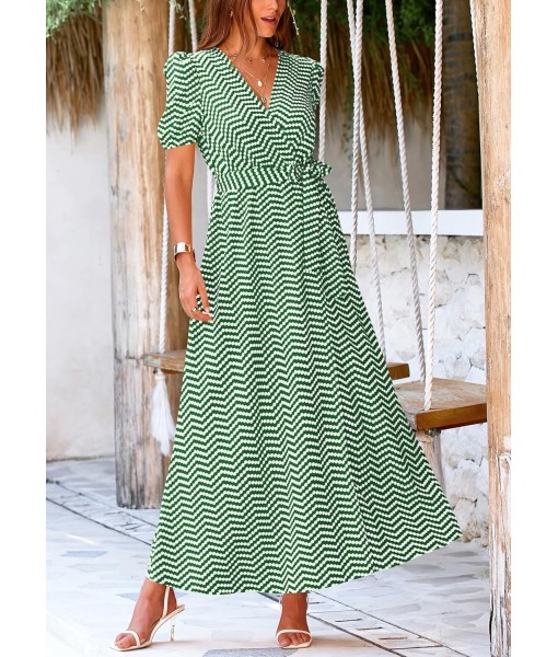 PRETTYGARDEN Women's Summer Maxi Dress Casual Wrap Floral Boho Short Sleeve V Neck Split Ruffle Beach Long Dresses