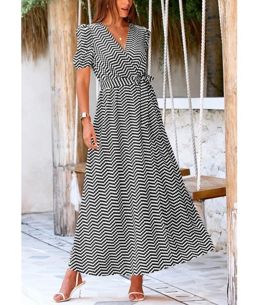 PRETTYGARDEN Women's Summer Maxi Dress Casual Wrap Floral Boho Short Sleeve V Neck Split Ruffle Beach Long Dresses