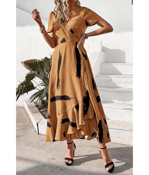 PRETTYGARDEN Women's Summer Maxi Dress Casual Wrap Floral Boho Short Sleeve V Neck Split Ruffle Beach Long Dresses