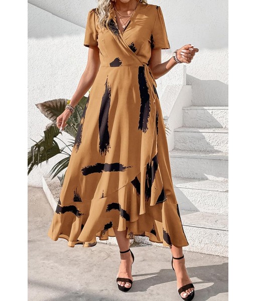 PRETTYGARDEN Women's Summer Maxi Dress Casual Wrap Floral Boho Short Sleeve V Neck Split Ruffle Beach Long Dresses