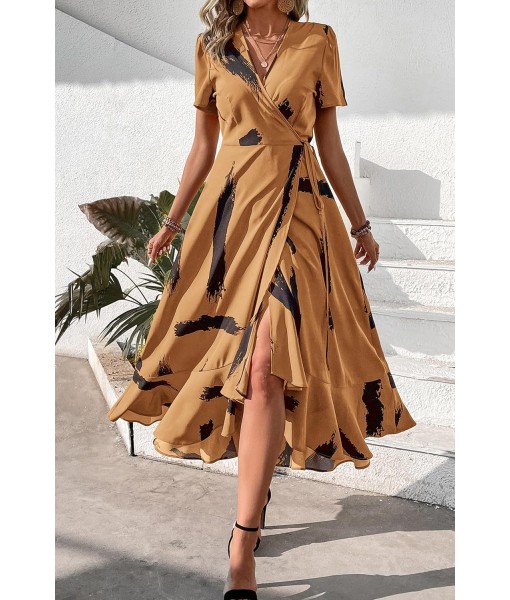 PRETTYGARDEN Women's Summer Maxi Dress Casual Wrap Floral Boho Short Sleeve V Neck Split Ruffle Beach Long Dresses