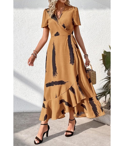 PRETTYGARDEN Women's Summer Maxi Dress Casual Wrap Floral Boho Short Sleeve V Neck Split Ruffle Beach Long Dresses