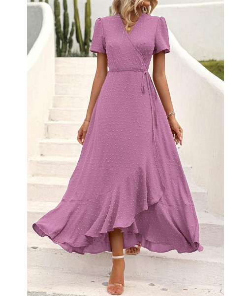 PRETTYGARDEN Women's Summer Maxi Dress Casual Wrap Floral Boho Short Sleeve V Neck Split Ruffle Beach Long Dresses