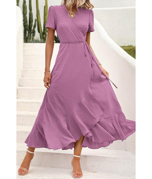 PRETTYGARDEN Women's Summer Maxi Dress Casual Wrap Floral Boho Short Sleeve V Neck Split Ruffle Beach Long Dresses