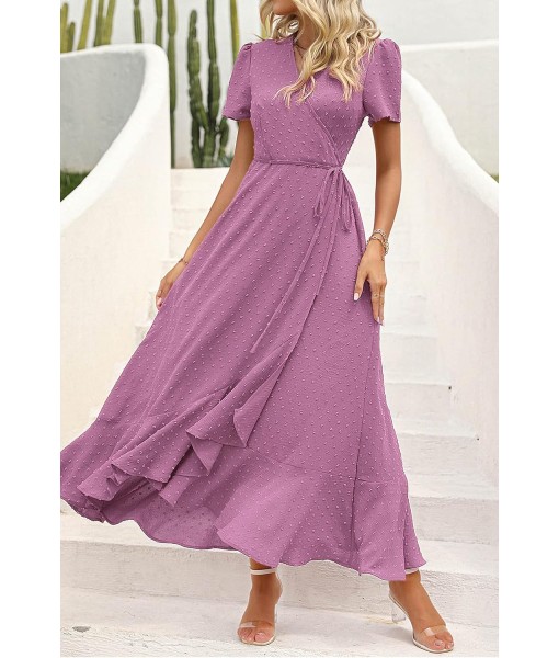 PRETTYGARDEN Women's Summer Maxi Dress Casual Wrap Floral Boho Short Sleeve V Neck Split Ruffle Beach Long Dresses
