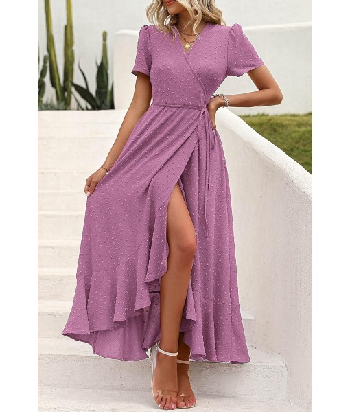 PRETTYGARDEN Women's Summer Maxi Dress Casual Wrap Floral Boho Short Sleeve V Neck Split Ruffle Beach Long Dresses
