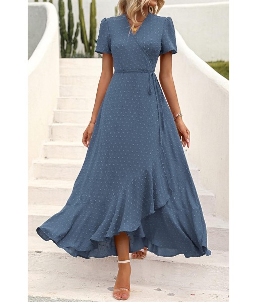 PRETTYGARDEN Women's Summer Maxi Dress Casual Wrap Floral Boho Short Sleeve V Neck Split Ruffle Beach Long Dresses