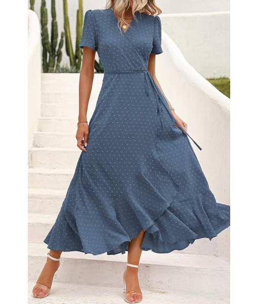 PRETTYGARDEN Women's Summer Maxi Dress Casual Wrap Floral Boho Short Sleeve V Neck Split Ruffle Beach Long Dresses