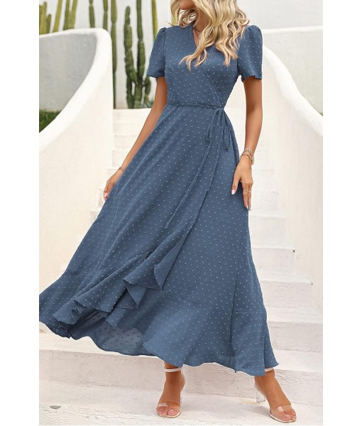 PRETTYGARDEN Women's Summer Maxi Dress Casual Wrap Floral Boho Short Sleeve V Neck Split Ruffle Beach Long Dresses
