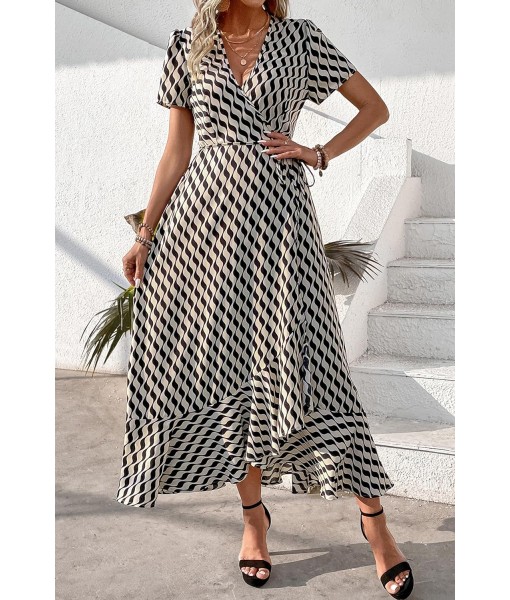 PRETTYGARDEN Women's Summer Maxi Dress Casual Wrap Floral Boho Short Sleeve V Neck Split Ruffle Beach Long Dresses