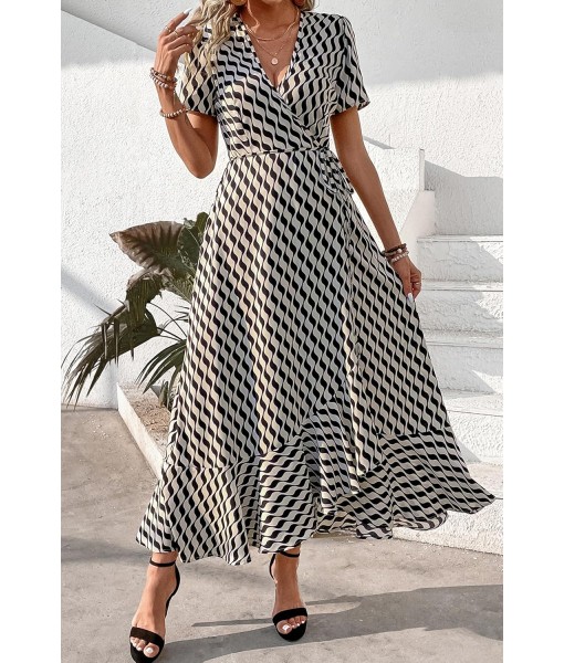 PRETTYGARDEN Women's Summer Maxi Dress Casual Wrap Floral Boho Short Sleeve V Neck Split Ruffle Beach Long Dresses