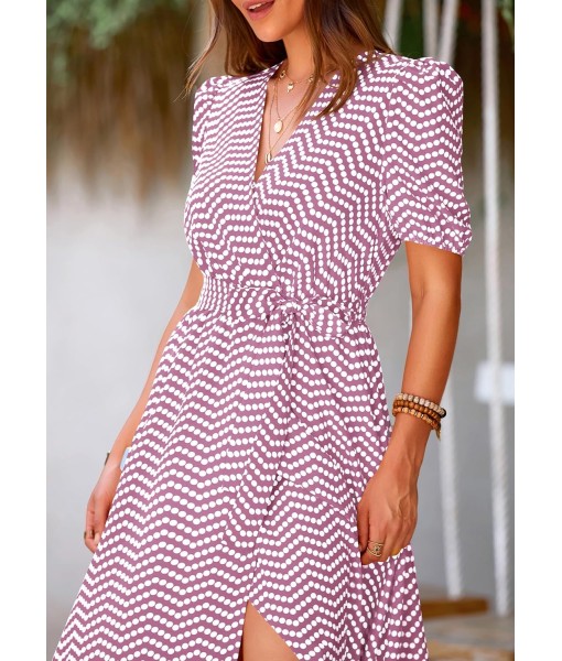 PRETTYGARDEN Women's Summer Maxi Dress Casual Wrap Floral Boho Short Sleeve V Neck Split Ruffle Beach Long Dresses