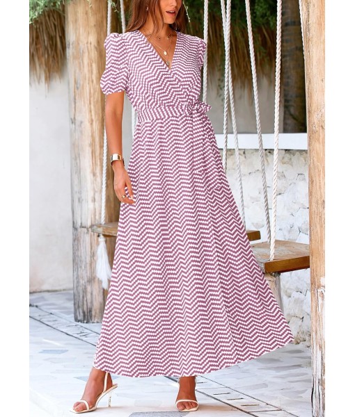 PRETTYGARDEN Women's Summer Maxi Dress Casual Wrap Floral Boho Short Sleeve V Neck Split Ruffle Beach Long Dresses