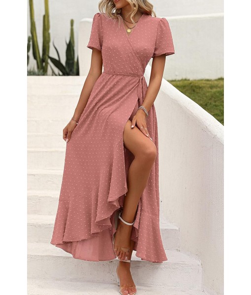 PRETTYGARDEN Women's Summer Maxi Dress Casual Wrap Floral Boho Short Sleeve V Neck Split Ruffle Beach Long Dresses