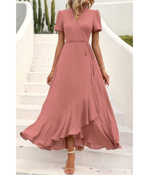 PRETTYGARDEN Women's Summer Maxi Dress Casual Wrap Floral Boho Short Sleeve V Neck Split Ruffle Beach Long Dresses