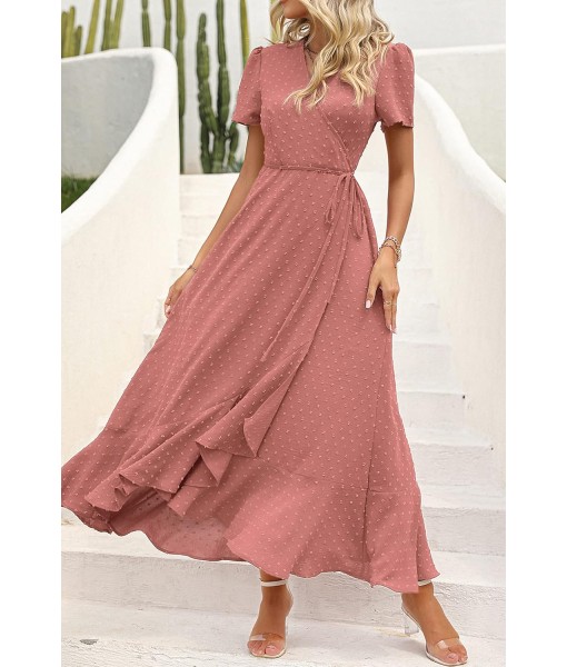 PRETTYGARDEN Women's Summer Maxi Dress Casual Wrap Floral Boho Short Sleeve V Neck Split Ruffle Beach Long Dresses