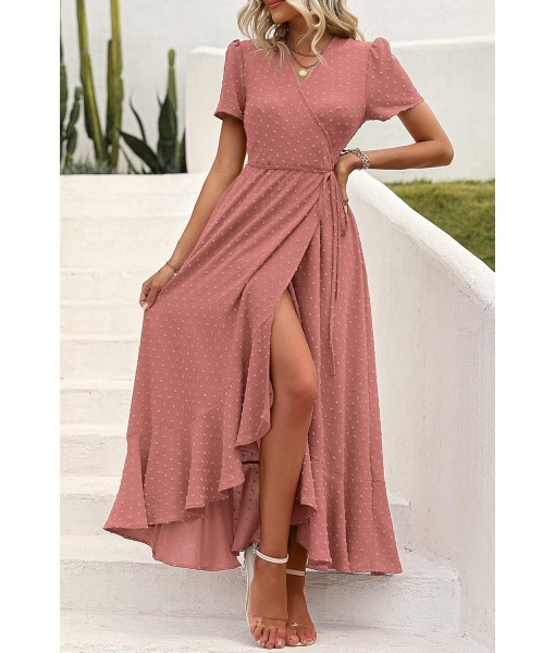 PRETTYGARDEN Women's Summer Maxi Dress Casual Wrap Floral Boho Short Sleeve V Neck Split Ruffle Beach Long Dresses