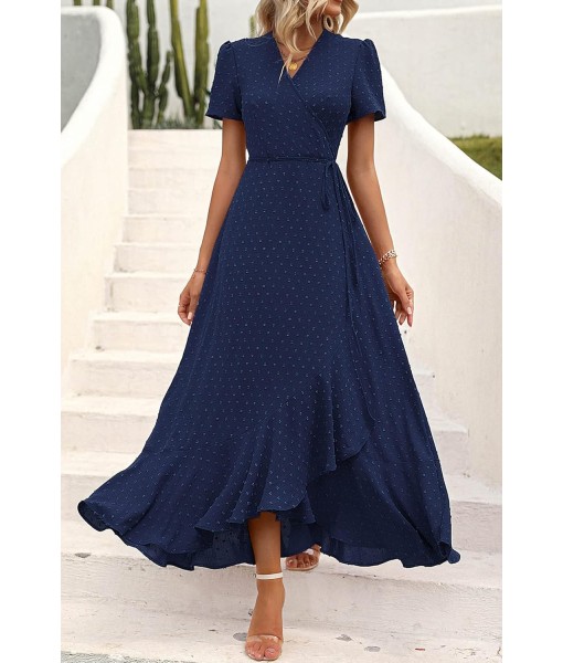 PRETTYGARDEN Women's Summer Maxi Dress Casual Wrap Floral Boho Short Sleeve V Neck Split Ruffle Beach Long Dresses