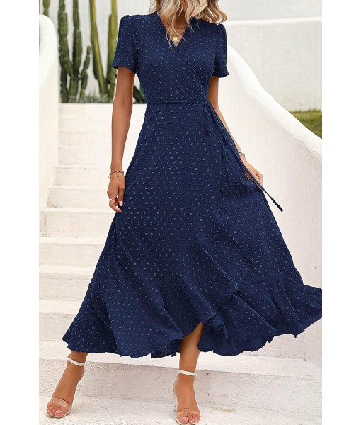 PRETTYGARDEN Women's Summer Maxi Dress Casual Wrap Floral Boho Short Sleeve V Neck Split Ruffle Beach Long Dresses