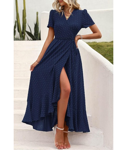 PRETTYGARDEN Women's Summer Maxi Dress Casual Wrap Floral Boho Short Sleeve V Neck Split Ruffle Beach Long Dresses